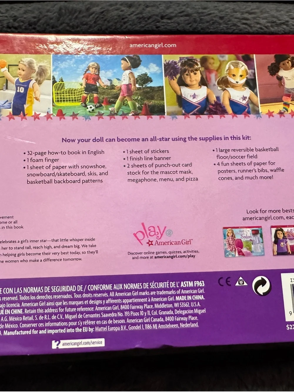 American Girl Doll Sports bookPink Activewear Set
